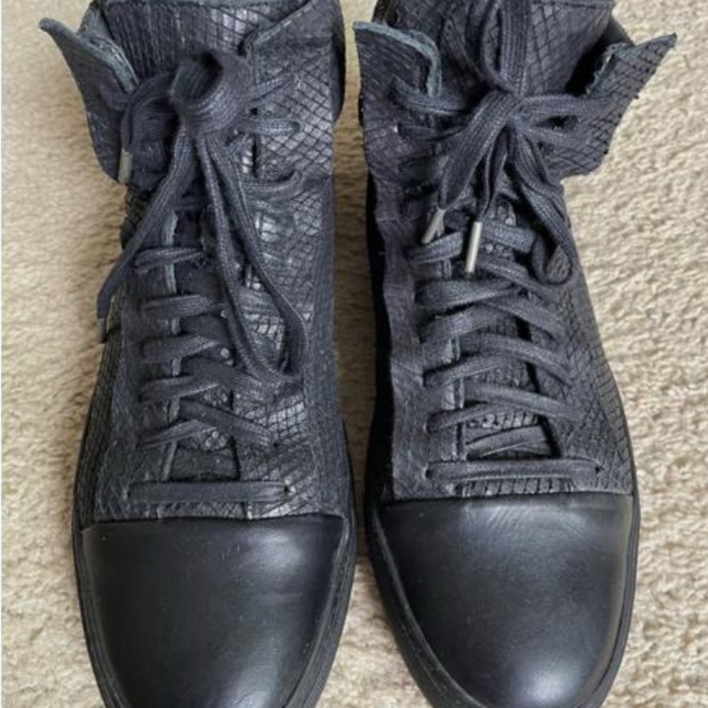 John Varvatos Textured Black High-Top Sneakers